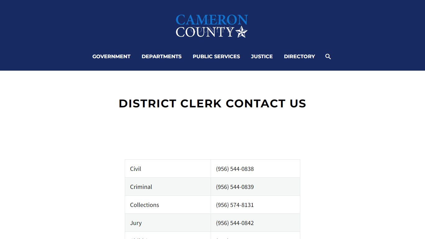 District Clerk Contact US - Cameron County